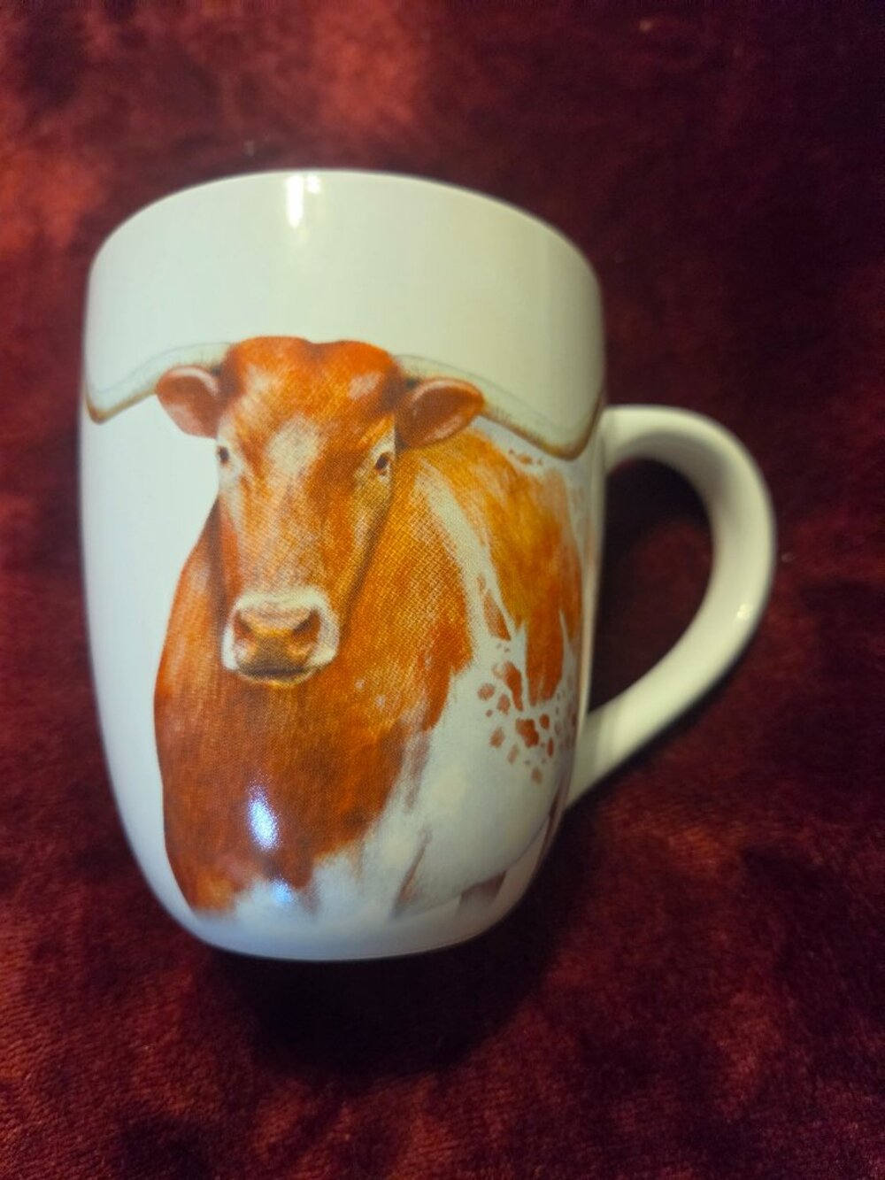 longhorn steer Texas star and horseshoe stoneware coffee mug